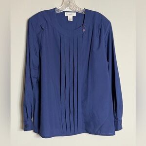 Vintage Christie & Jill Women's Blue Pleated Top Size 18